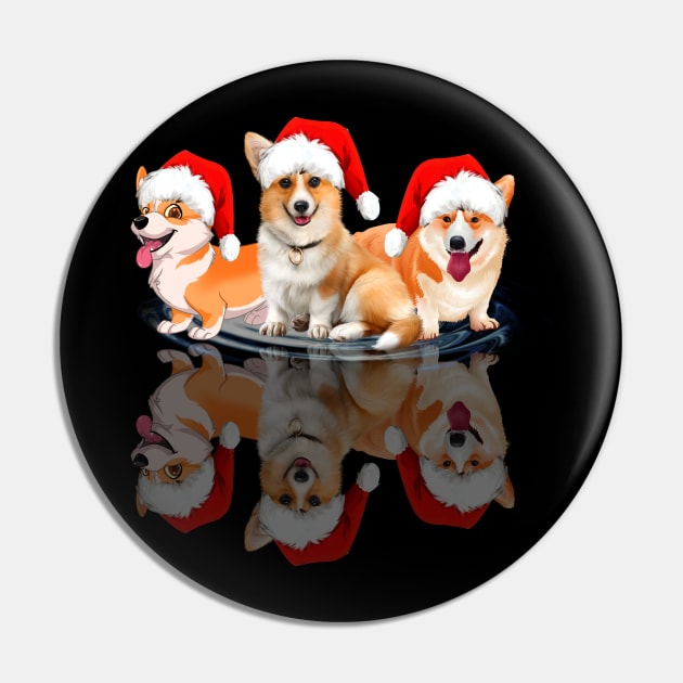 Shadow Corgi Dog Christmas Sweatershirt Cute Corgi Santar Hat Gift T-Shirt Pin by kimmygoderteart