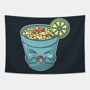 Cartoon Elote Corn in a Cup Tapestry