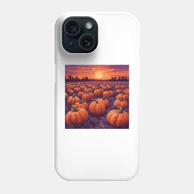 Halloween Pumpkin Patch at Dawn Phone Case by incloudines