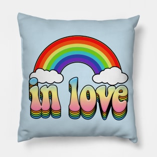 'In Love' Rainbow Graphic Design Logo T-Shirt Pillow