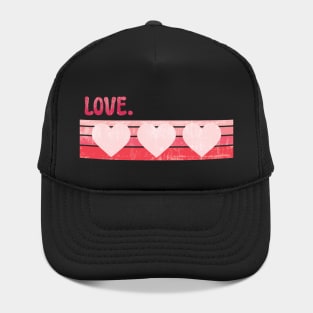 Triple Hearts Retro Love Valentine T-Shirt | Vintage Heart Design | Cute Aesthetic Valentines Day Tee | Romantic Couples Gift | Groovy Love Shirt Hat