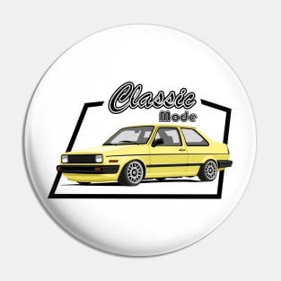 Car sedan in classic mode yellow Pin