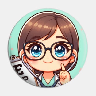Cute Ophthalmologist girl ,brafdesign Pin