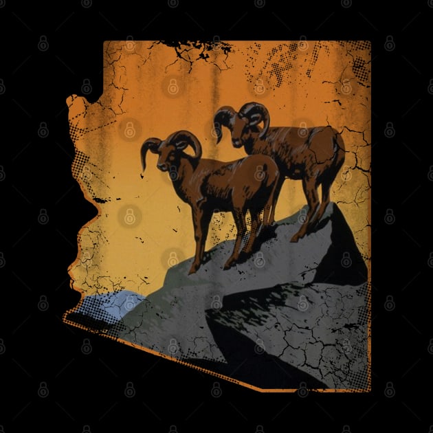 Arizona State Map Longhorns Rams Vintage Fade by E