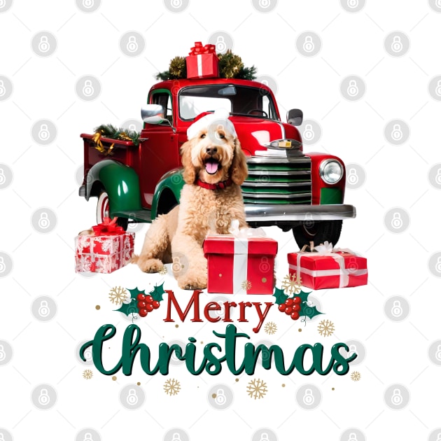 Goldendoodle Merry Christmas Truck by Doodle and Things