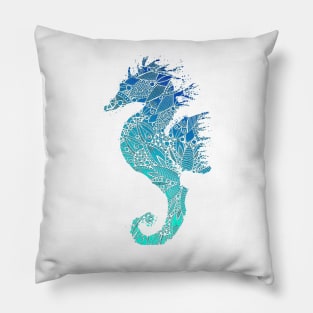 Blue Mandala Seahorse Pillow