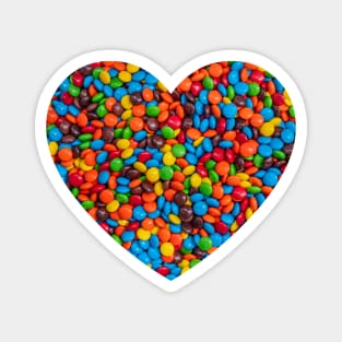 Colorful Candy-Coated Chocolate Heart Photograph Magnet