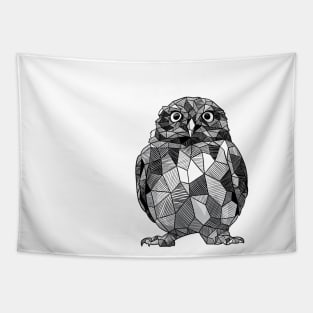 Cute Little Owl Geometric Sketchy Art Tapestry