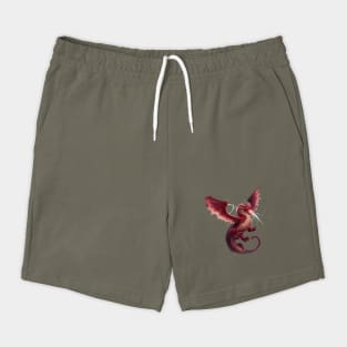 Red Dragon with Expansive Wings, Sharp Claws, and Scales Shorts