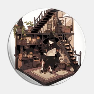 Cute Stay-at-Home Witch Pin