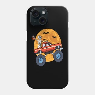 Kids Skeleton Monster Truck Moon Phone Case