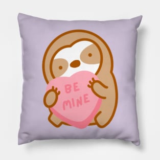 Cute Valentine Be Mine Candy Heart Sloth Pillow