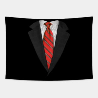 Red Suit Up! Realistic Suit and Tie Casual Graphic for Zoom Tapestry