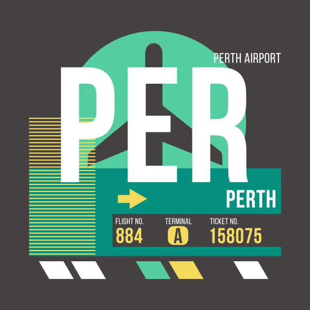 Perth (PER) Airport // Retro Sunset Baggage Tag by Now Boarding