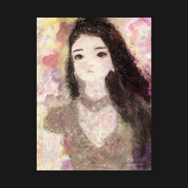 Girl's Portrait with Long Hair Impressionist Painting by BonBonBunny