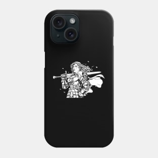 Woman in Armor with Sword - Paladin Drawing Phone Case