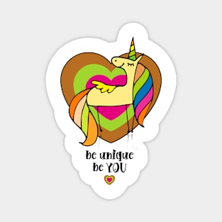 Be Unique, be You, Beautiful Unicorn With Herts Magnet