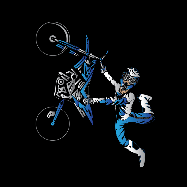 Dirtbiker Motocross Freestyle Fly Blue. by OffRoadStyles