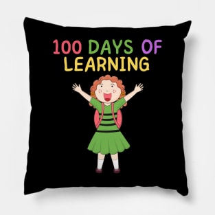 100 DAYS OF LEARNING Cute Kawaii School Girl Happy Student Pillow