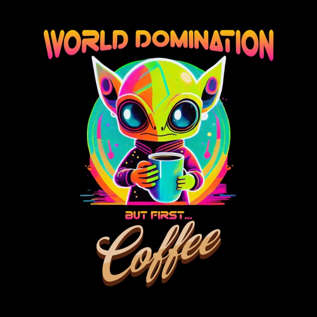 World domination, but first coffee, funny alien by KJ PhotoWorks & Design