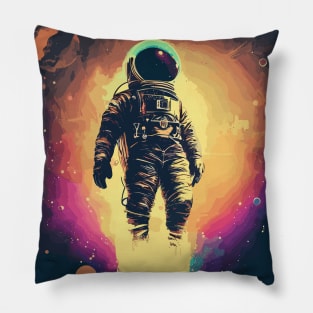 Vintage street art astronaut in space Pillow