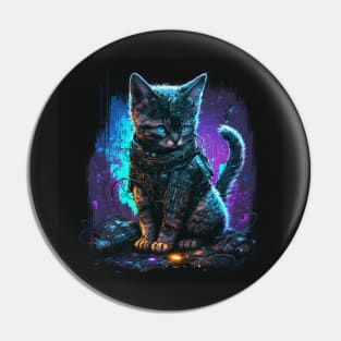 Cute futuristic cat kitty kitten with little yellow light Pin