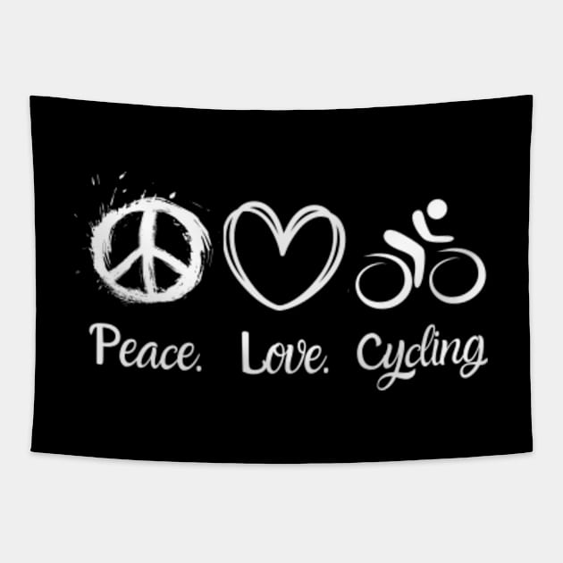 Peace Love Cycling Tapestry by Batrisyiaraniafitri