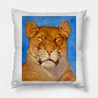 Head Of A Lioness by Bernard Willem Wierink Pillow