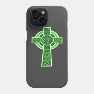 Ornamental Celtic High Cross Decorative Knotwork Green and White Phone Case