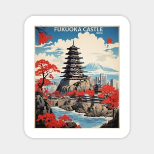 Fukuoka Castle Japan Vintage Poster Tourism Magnet