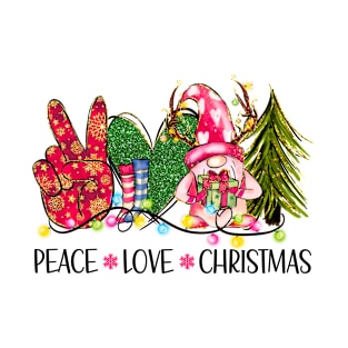 Peace Love Christmas - Christmas Wishes Gnome  Funny T-Shirt