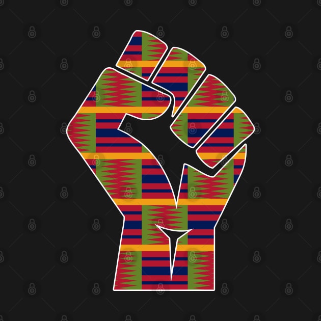 Kente Cloth Black Power Fist by blackartmattersshop