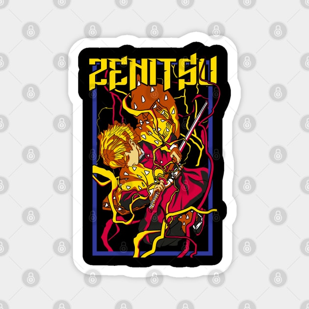 Demon Slayer Zenitsu Thunder Breathing Art Magnet by Otaku Vibes
