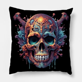 Rusty Vibrant Skull Pillow