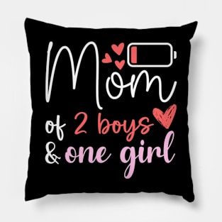 Funny Mother's Day Birthday Mom of Two Boys and One Girl Pillow