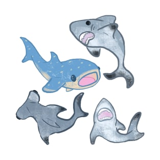 Cute Swimming Sharks Pattern T-Shirt