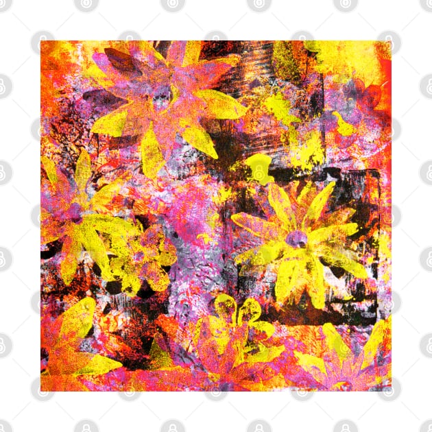 Flower in Black Square 13- Digitally Altered Print by Heatherian