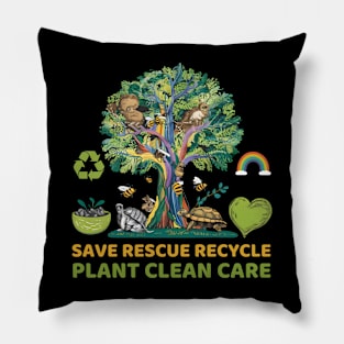Save Bees Rescue Animals Recycle Plastic Earth Day Pillow
