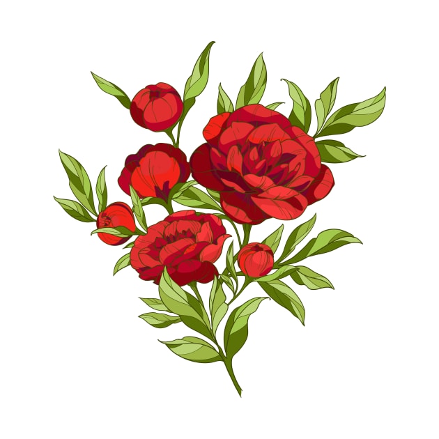 bouquet of bright red peonies by  ESHA-Studio