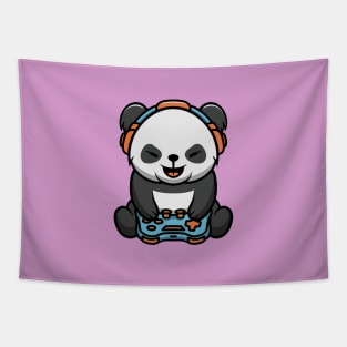 Cute Panda Gamers Tapestry