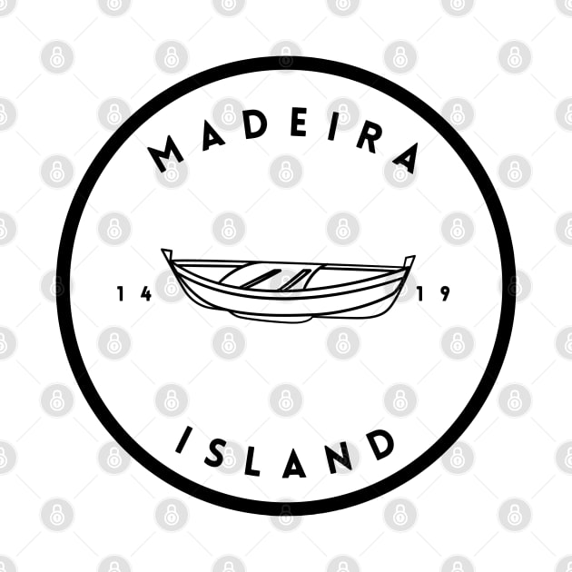 Madeira Island 1419 logo with the traditional fishing boat/canoa in black & white by Donaby