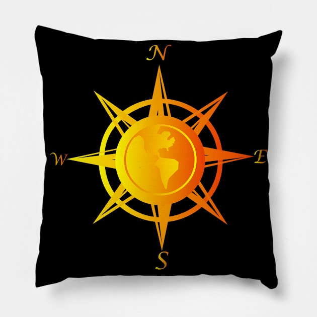 Compass rose with cardinal points Pillow by SAMUEL FORMAS