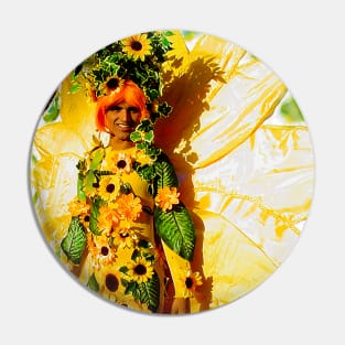 Drag queen in LGBT sunflower costume Pin