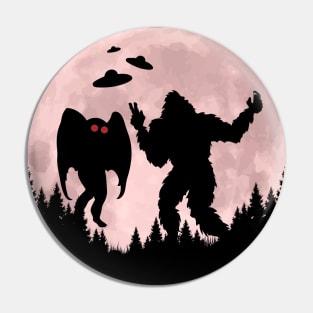 Bigfoot And Mothman Take Selfies Pin