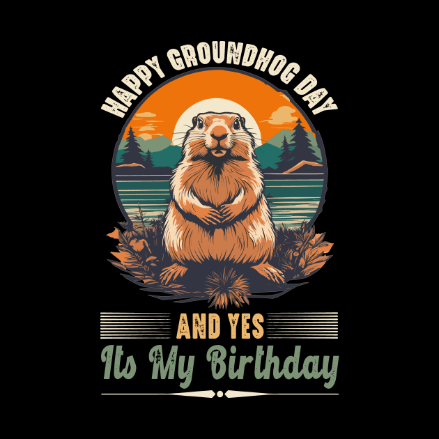 Retro Happy Groundhog Day Funny Birthday Groundhog Lovers by JUST PINK