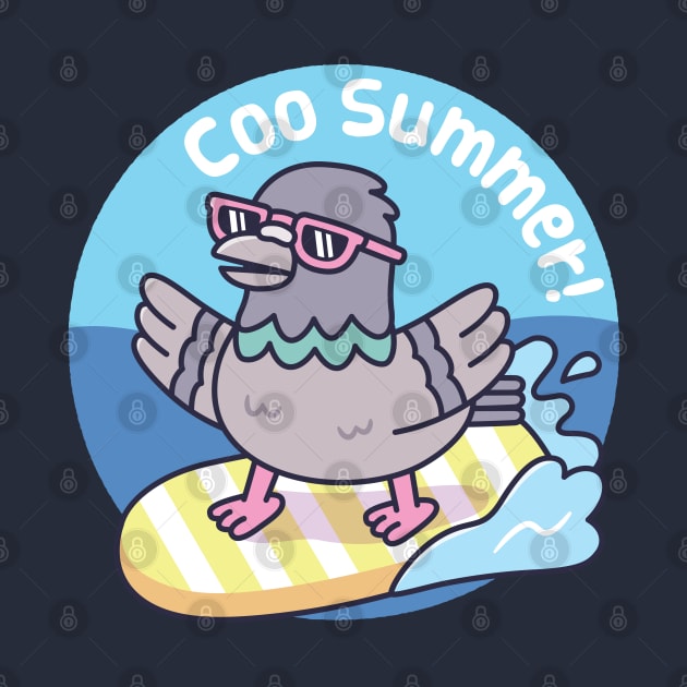Pigeon Surfing On Surfboard Funny Coo Summer by rustydoodle
