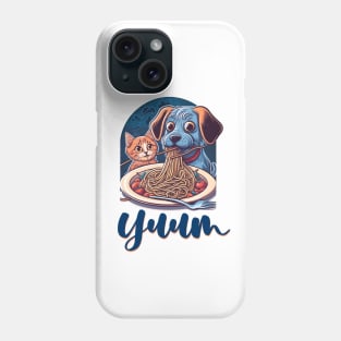 Funny Little Cat and Dog Eating Spaghetti Phone Case