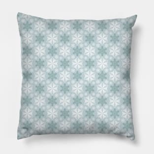 Bright Aqua Blue and Winter White Snowflakes Pattern Pillow