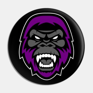 Unleash the Mystery: Growling Purple and Gray Big Foot Cryptid Sports Mascot T-shirt Pin