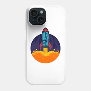 Mars Here We Come Spaceship Text Wrap Phone Case